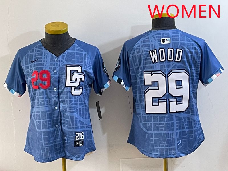 Women Washington Nationals #29 Wood Blue Joint Name 2025 Nike MLB Jersey style 6
